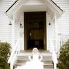 Picturesque front staircase of the chapel for beautiful bridal photos.
